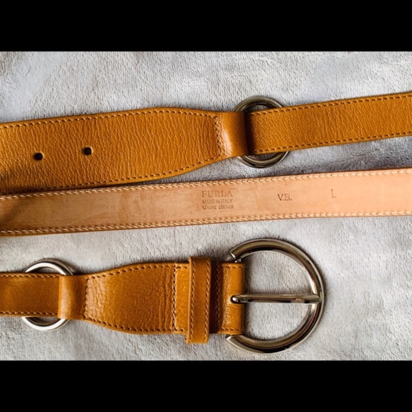 FURLA Genuine Leather Camel Big Rings Long Belt main image 10